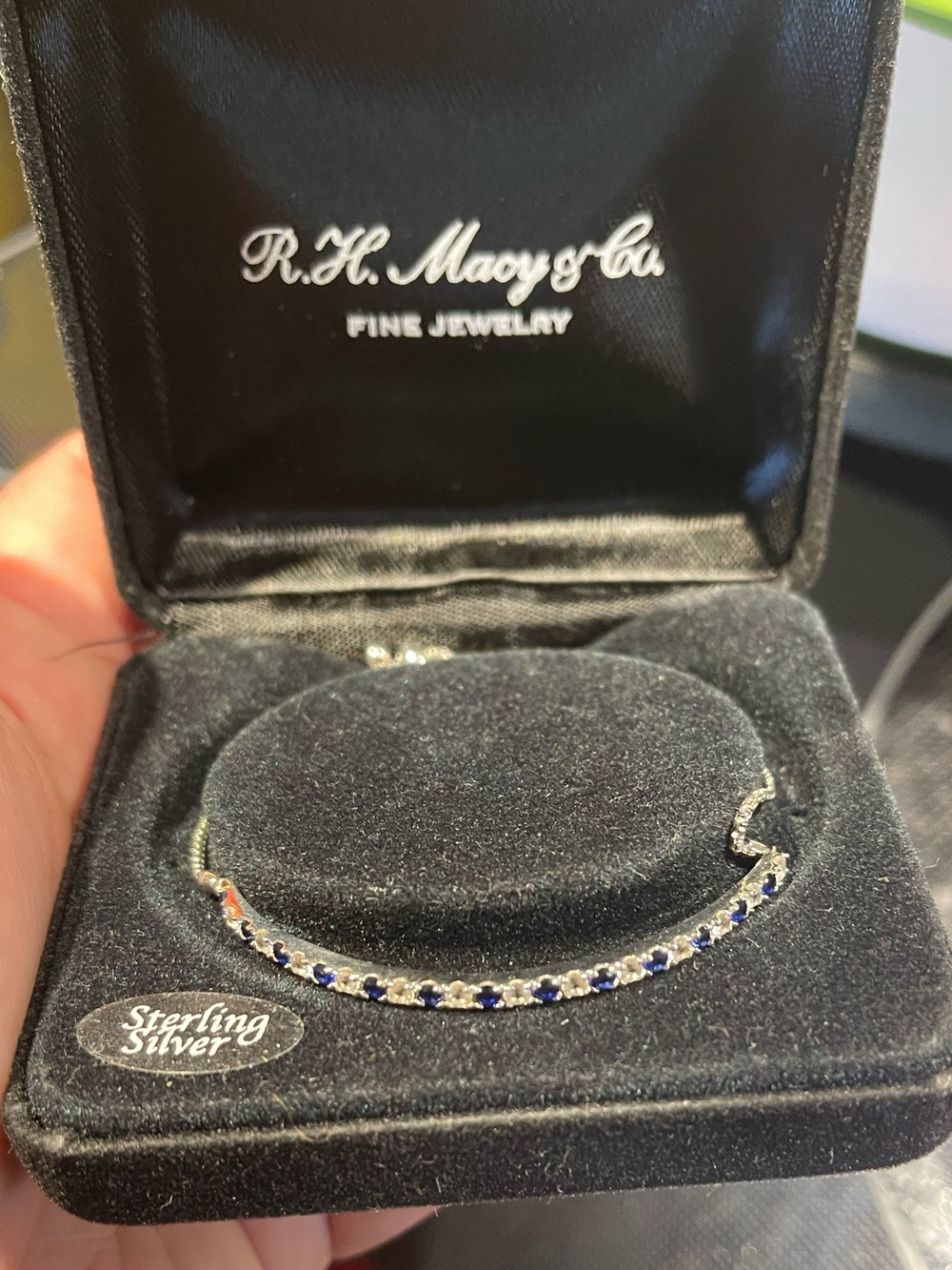 Sterling Silver Blue Sapphire Tennis Bracelet
